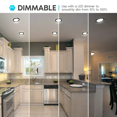 Kitchen with 7 Inch LED Flush Mount Ceiling Light Fixture, Dimmable Round Panel, showing dimmable lighting effect