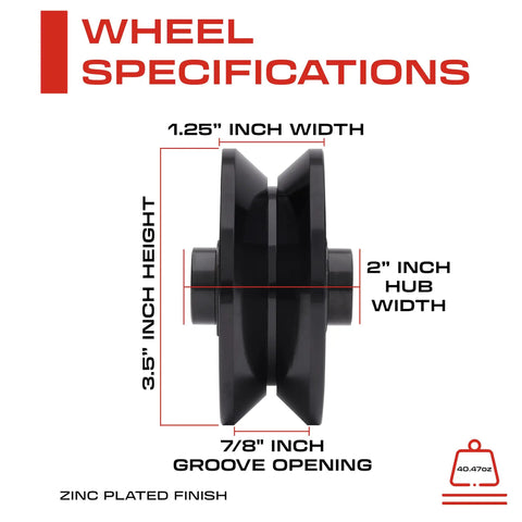 Side view of Heavy Duty 3.5 Inch V Groove Gate Wheel With Weldable Wheel Box For Sliding Metal Gates Inverted V Shape Zinc Plated Steel