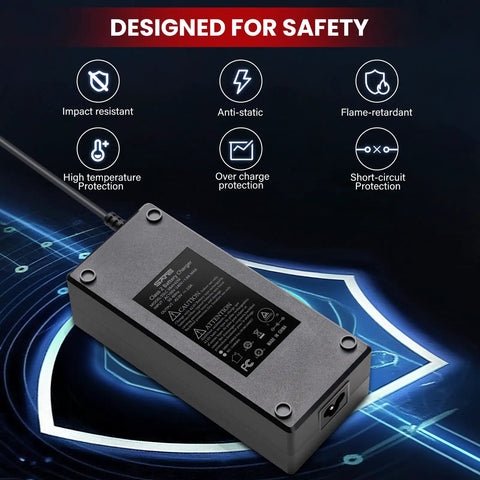 36V Electric Bike And Scooter Battery Charger With 42V 2A Output DC 2.1mm Jack Connector 5.5x2.1mm Safe Fast Charge For 36V Li-Ion Packs Not For Other Voltages Keeps Your Ride Juiced And Ready To Roll