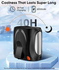 Hands Free Belt Clip Personal Fan With 4 In 1 Cooling Waist Neck Desk And Handheld, 6000mAh, 40 Hour Battery, Outdoor Travel