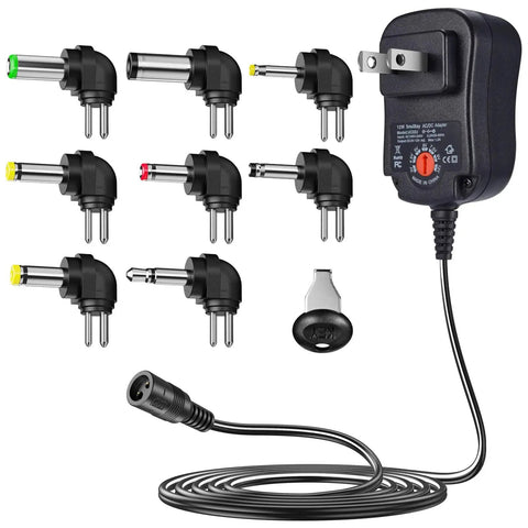All In One 12W Universal AC DC Adapter With Eight Swappable Tips Power Supply From 3V To 12V 1.2A Max Plug And Play Charger kit