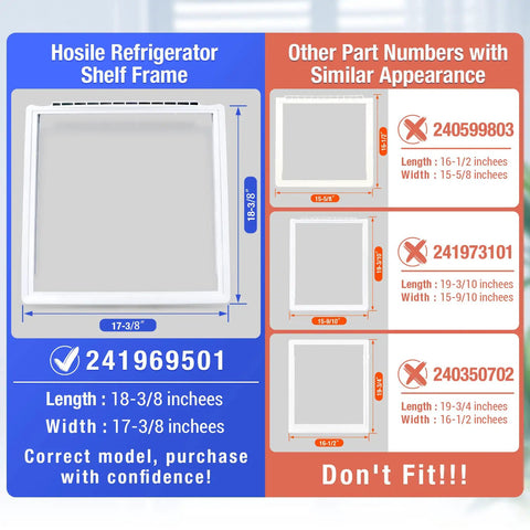 Crisper Pan Cover Replacement For Frigidaire Refrigerators 241969501 With Shelf Frame Without Glass 17-3/8 x 18-3/8 inches