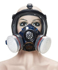 Individual wearing All Day Comfort Anti Dust Full Face Cover With Organic Vapor Protection For Paint Polishing Mold Construction And Welding.