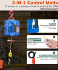 Dremvoist 3 In 1 Electric Hoist Winch features manual, wireless, and wired control options for versatile operation.