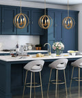 Gold Orb Pendant Light 3 Light Modern Fixture With Open Globe Metal Frame And Soft Gold Finish over kitchen island