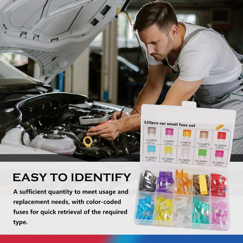 Bad Boy Universal Car Fuse Assortment Kit Featuring 120 Piece Blade Set With Integrated Tester And Removal Grabbers Covers All Gauges From Two Amps To Thirty Five Amps To Keep Your Daily Driver Running Smooth during installation in a car engine.