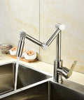 ZBSAVFM Lead-Free 304 Stainless Steel Articulating Kitchen Faucet with 360° rotating spout and brushed finish in kitchen sink.