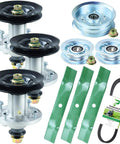 John Deere 48 Inch Mower Deck Rebuild Kit DIY Ready With 3 Pack Spindle Assembly GX22616 Pulley And GY20629 GY22172 Pulleys
