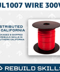 Spool of 22 AWG UL1007 Tinned Copper Hook Up Wire 300V Single Conductor Multi Stranded, red, for electronics projects
