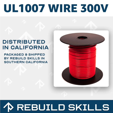 Spool of 22 AWG UL1007 Tinned Copper Hook Up Wire 300V Single Conductor Multi Stranded, red, for electronics projects