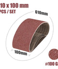 Heavy Duty Abrasive Screen Band Sander Belts For Effortless Grinding And Flawless Polishing, 5 Pack Sized 610X100MM, 100 Grit showing details.
