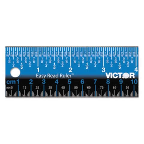 Easy Read Pro Grade Stainless Steel Ruler With Standard And Metric Measurements 18.25 Inch Long Bright Blue Finish Built To Last For Home Shop And Classroom Everyday Use in bright blue with clear markings.