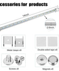 12V LED Interior Light Bar With Magnetic Mounts And On Off Switch, showing 14-inch bar with accessories like metal clasps and magnets