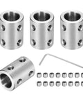 Rigid Shaft Coupler Set 12mm to 12mm, 4 Pieces, Stainless Steel Shaft Connectors With L22xD18 Bore, Precise and Sturdy Couplers for 3D Printers, Motors, Robots, RC Planes, and DIY Projects; set with hex key and set screws