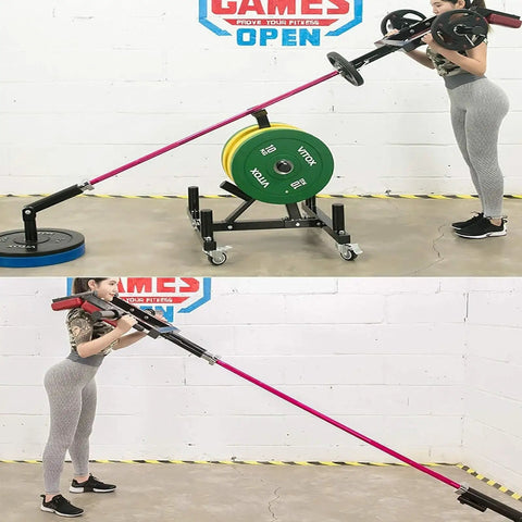 Squat Bar With Shoulder Pads For Strength Training And Arm Weight, Heavy Duty T Bar Handle Attachments, woman using in gym