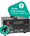 1500 Watt Voltage Converter Transformer For Global Voltage 110V To 220V And 220V To 110V With plug detail