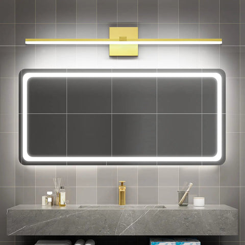 Gold 24 Inch Dimmable LED Vanity Light for Bathroom Over Mirror, Modern Bath Fixture in 6000K Cool White, Flicker Free 18W