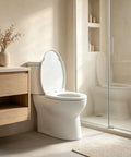 Premium Elongated Toilet Seat 18.5 Inch White With Silent Soft Close Hinge And Quick Release Design for modern bathroom setup.