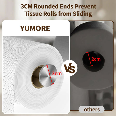 Comparison of 3cm and 2cm ends on Heavy Duty Wall Mounted Double Toilet Paper Holder With Shelf In Brushed Nickel Stainless Steel Dual Roll Dispenser And Flushable Wipes Dispenser No Fuss Bathroom Storage Solution