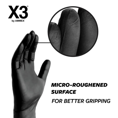 Black Nitrile Disposable Gloves 3 Mil Powder Free Large For Cooking And Food Prep Latex Free Case Of 1000 showing micro-roughened surface
