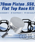 Beefed Up 70mm Flat Top Piston And.550 Ring Kit With Head Gasket For 212cc 224cc GX160 GX200 6.5HP Engines - Rebuild Kit Display