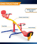 Spinning Teeter Totter Playground Set For Kids 360 Degree Rotation Teeter Totter with Impact Absorbing Seats, Steel Body, Red Yellow Blue