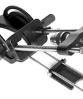 Heavy Duty Portable Drill Guide Slick Adjustable Drill Press Attachment showing aluminum base and precision angles for woodworking.