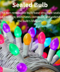 Close-up of Dope Easter String Lights 50 LEDs, 17 Foot Multi Color Pastel Glow on white wire wrapped around basket.