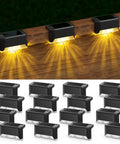 16 Pack Solar Deck Lights Outdoor Waterproof LED Fence Lamps No Fuss Setup for steps, deck railings with warm white glow.