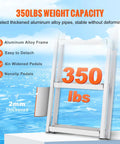 Removable Dock Ladder With 5 Steps And 350 Lbs Load Capacity For Pontoon Boats 4 Inch Wide Nonslip Pedals All Aluminum Design Built For Ship Lake Pool And Marine Boarding, 2mm thickened aluminum frame