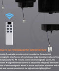 Heavy Duty Electric Chandelier Hoist With Remote Control And Aviation Grade Steel Wire For Lifting Heavy Lighting Up To 330 Lbs remote control unit and hanging hoist system.