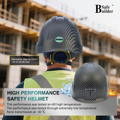 Worker wearing Lightweight Type 2 Class E Safety Helmet With EPS Foam Liner Adjustable Size For Electrical Work Construction And Rescue At Height OSHA Compliant Matte Black G2E