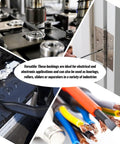 Collage of aluminum spacers used in machinery, hinge installation, and electronic wiring applications.