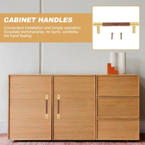 Black Walnut Solid Wood Brass Cabinet Pulls 195mm Length 160mm Center Hole Durable Wardrobe Drawer Cupboard Door Hardware mounted on a cabinet