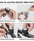 Electric Bike Bell With 90dB Alert And 3 Sound Modes Waterproof Black Finish Easy To Install For Daily Commutes Durable Bicycle Horn For E Bikes Loud Yet Clear Warning For Safer Rides, mounted on handlebar