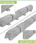 Heavy Duty Garden Edge Borders 16 Pack No Dig Lawn Edging with stone-look finish shown front and back view