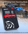 RC Car ESC Programming Card With LED Programmer For 3660 Fusion Brushless Motors, shown in front of a blue RC car.