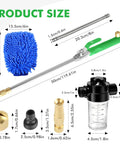 Beast Mode High Pressure Power Washer Wand Kit With Adjustable Nozzle And Fan Spray sizes and components illustration