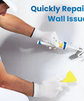 Person using Three Pack Drywall Patch Repair Kit For Holes And Cracks, Spackle Paste Included, applying wall mending paste