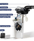 Fuel Pump Assembly With Sending Unit Pressure Sensor For 2002 2003 Cadillac Escalade ESV EXT Chevy Avalanche Suburban GMC Yukon XL 1500 V8 5.3L 6.0L Gas Replacement Kit showing components like fuel outlet, connector, pressure and oil level sensor.