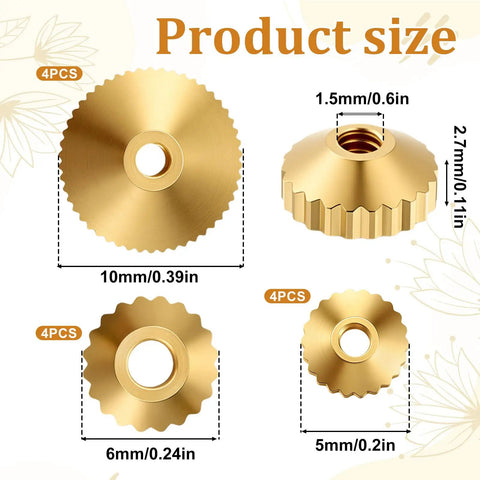 12 Pcs Brass Clock Hand Nut Assortment Set With 5mm 6mm 10mm OD For Grandfather, Wall Mantel Clocks Hands Replacement Kit