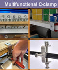Heavy Duty C Clamps And Mini Tiger U Clamps Featuring Rust Resistant Galvanized Steel, Rock Solid I Beam Frame, Snug Jaw Grip For Woodworking Welding And Metal Shop Tasks 6 Pc 1 3/16 Inch Set, showcasing varied applications in woodwork.