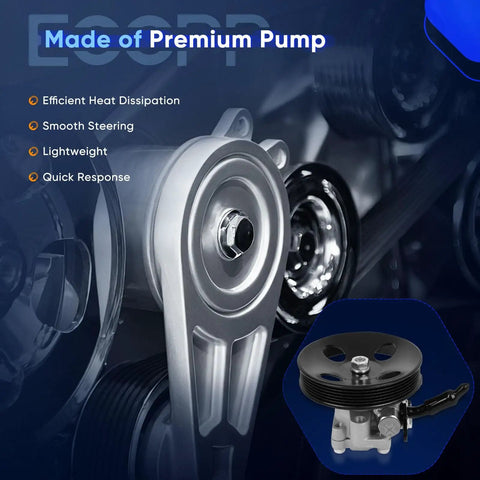 Power Steering Pump For Hyundai Santa Fe 2007-2009 V6 2.7L Direct Fit Replacement, Power Assist Pump, Pulley Not Included