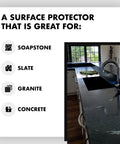 Natural Stone Sealer For Concrete Granite Marble Slate Countertop Protector Food Safe Straight Up Matte Finish on kitchen countertop.