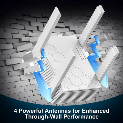 WiFi Extender Signal Booster for Home, Dual Band 2.4GHz and 5.8GHz, Covers Up to 10200 Sq Ft, 4 antennas for wall penetration