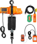 Heavy Duty 2 In 1 Electric Chain Hoist Packing 2200 Lb Capacity with control and accessories for vertical lifting.