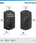 Camelot Electronic Keypad Deadbolt Lock With Keyless Front Door Entry and Mechanical Key Backup, Matte Black Finish, BE365 CAM 622