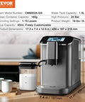 Fully Automatic Espresso Machine With Integrated Grinder And One Touch Milk Frother Delivering Hella Smooth Lattes And Bold Cappuccinos Any Day With Adjustable Bean Grinds And A Sleek Touch Interface For Effortless Home Bar Fun on wooden countertop with milk container.