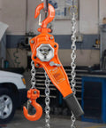 Manual Lever Chain Hoist 0.75 Ton 1650 Lbs 10 Ft Come Along Weston Double Pawl Brake in garage