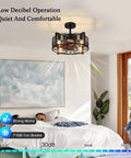 Industrial Style Ceiling Fan With Light For Living Room And Bedroom Black Enclosed Cage Ceiling Fan With Remote in a bedroom